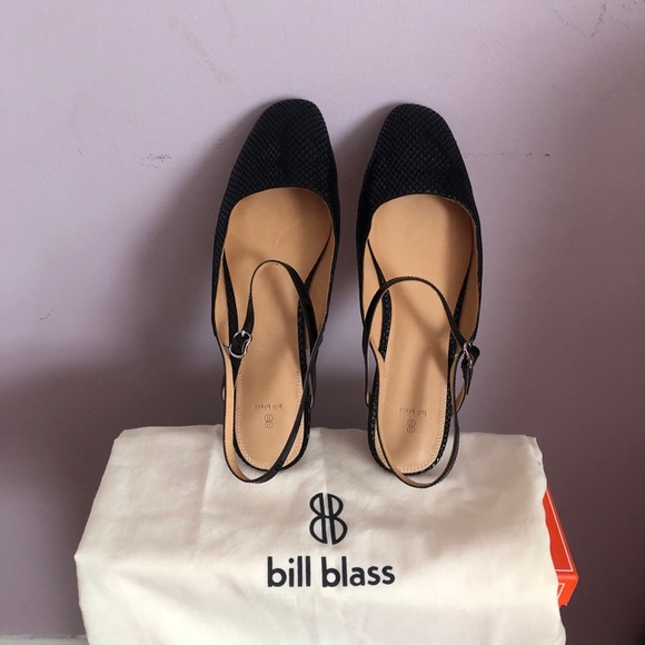 New Mary Jane Slingback Flats Bill Blass Women flat shoe 10 Black all leather - Picture 4 of 5